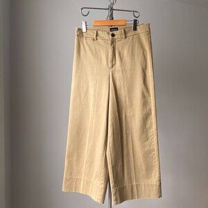 🍂 Modern Ochre Yellow Wide-Leg High-Rise 100% Cotton Ankle Pants